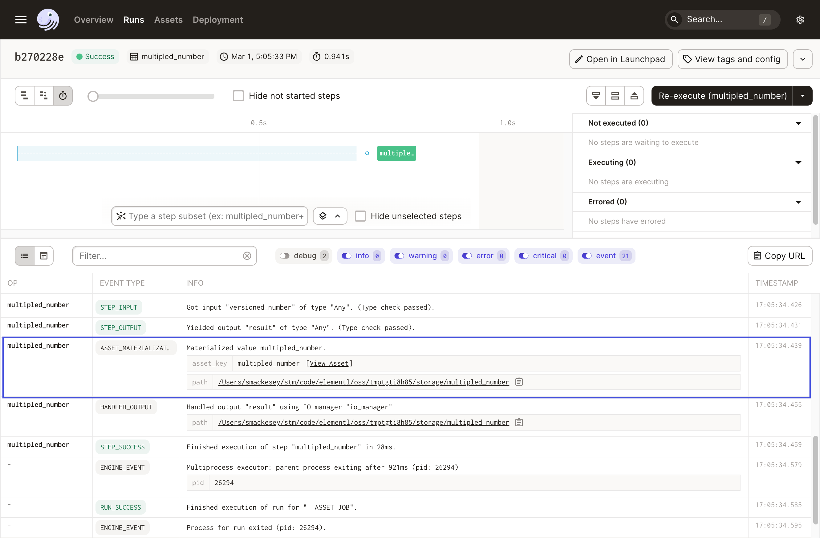 Materialize stale event log